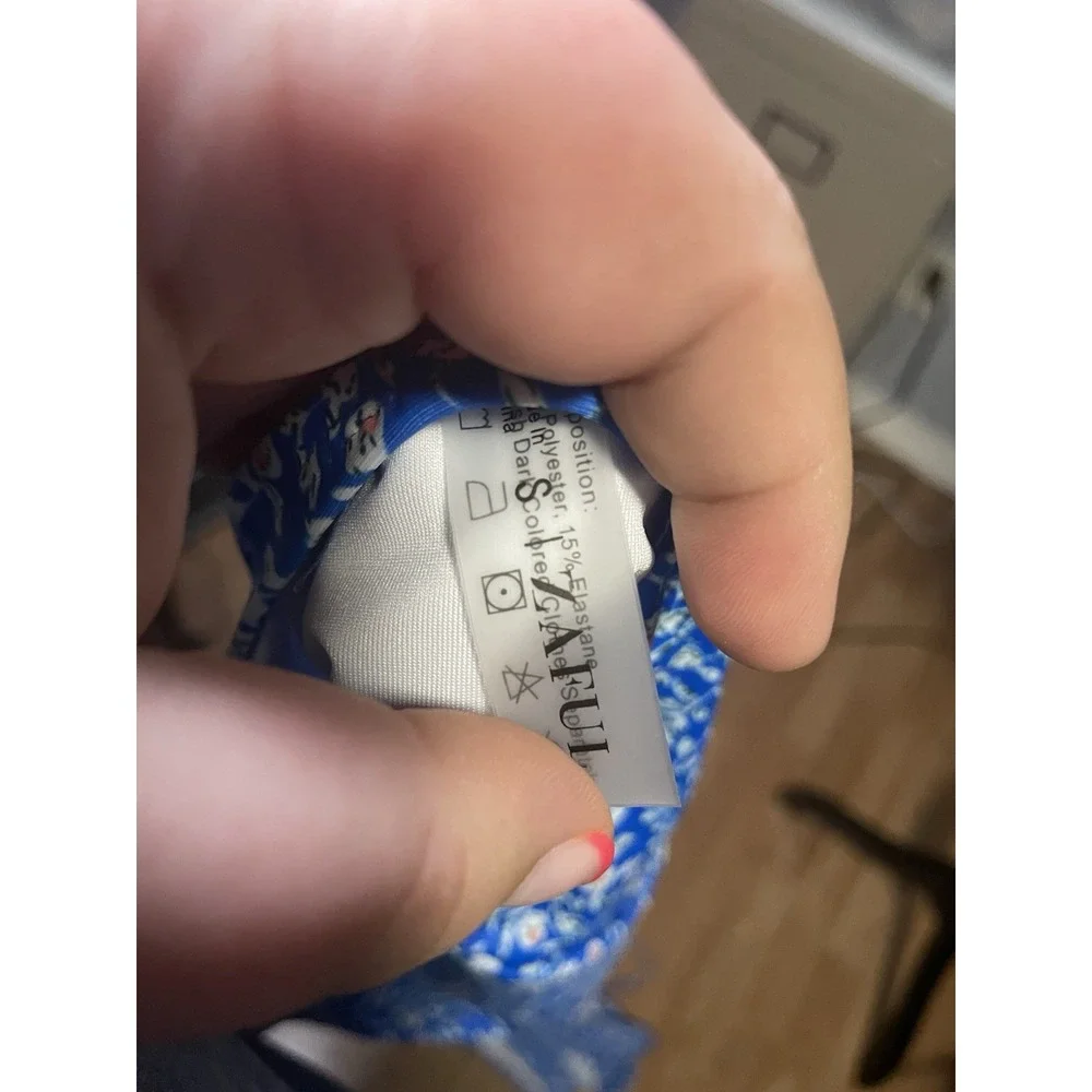 Zaful Women's Two Piece Blue Floral Bathing Suit Size M - Picture 3 of 3